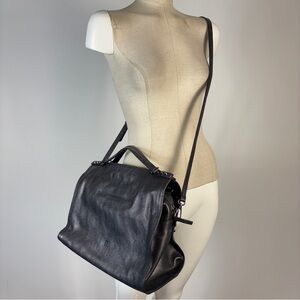 C&C California Black Leather Studded Satchel Crossbody Bag